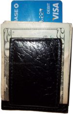 Crocodile skin printed real leather money clip credit card ID bills holder new.