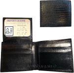 Italian Styled Woven Printed Leather man's bi fold wallet 2 bill slots 6 cards