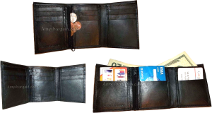 Lot of 3 New Trifold Leather Men’s wallet, billfold change purse bi-fold wallet*