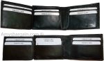Man's Leather Wallet Black Brown bifold wallet 2 bill slots 9 credit card apace