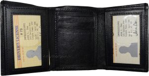 Man’s wallet Tri-fold Leather 9 card  2 ID windows 2 bill spaces New wallet