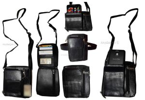 Men's Bag belt bag Organizer Small men's Black leather belt bag Men's handbag