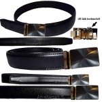 Men's belt. 48" Genuine Leather Dress Belt. Automatic lock. Gunmetal Buckle #686