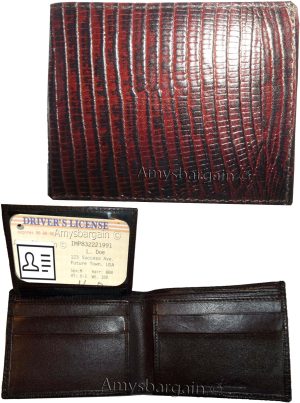 Men's wallet lizard skin printed leather man's bifold wallet 2 bill slot id card