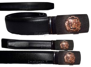 men's belt leather belt automatic lock click comfort badge shield buckle up- 50"