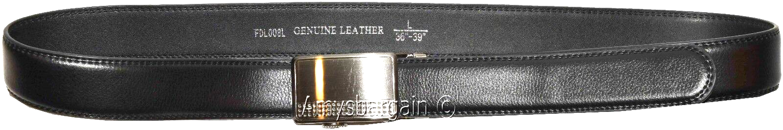 men's black leather dress belt (XL) auto-lock belt men's white quick lock belt. - Image 11