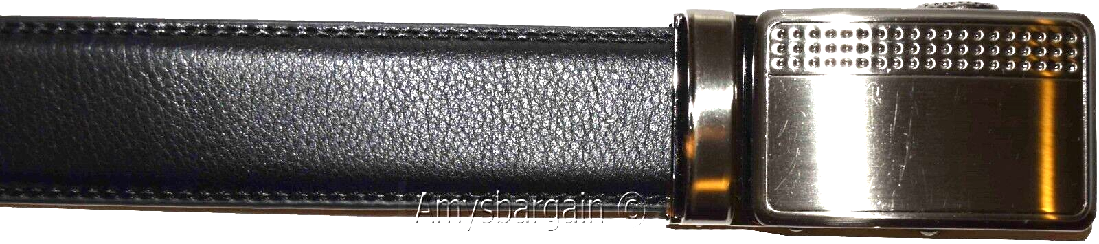 men's black leather dress belt (XL) auto-lock belt men's white quick lock belt. - Image 12
