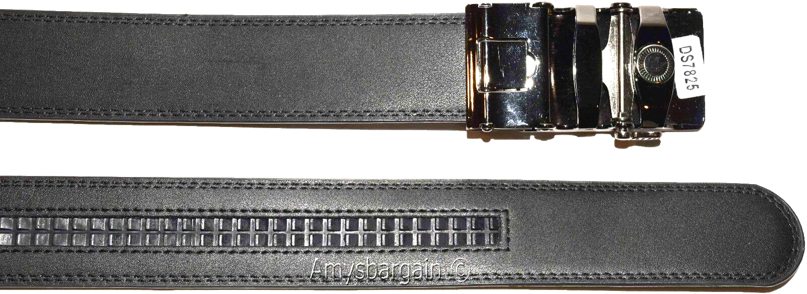 men's black leather dress belt (XL) auto-lock belt men's white quick lock belt. - Image 8
