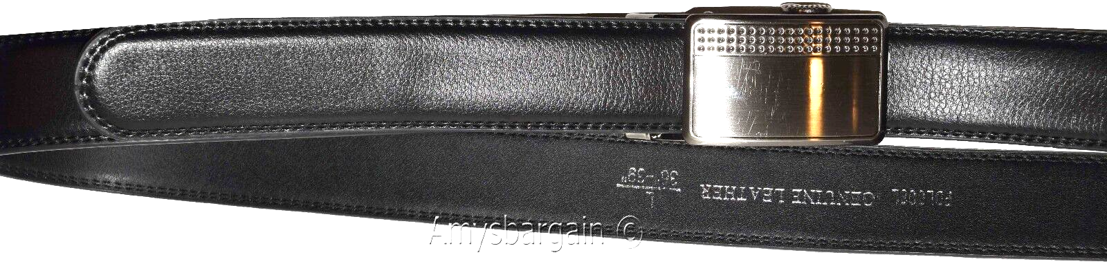 men's black leather dress belt (XL) auto-lock belt men's white quick lock belt. - Image 10