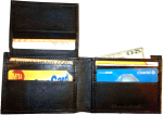 new man's  genuine leather bi-fold wallet 9 credit debit card 2 bill slots