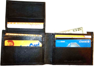 new man's  genuine leather bi-fold wallet 9 credit debit card 2 bill slots