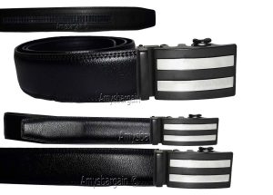 Genuine leather men's ratchet belt men’s casual adjustable automatic buckle 50”*
