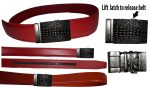 Men's Belt. Size L Leather Dress Belt. Auto Lock Crocodile Skin Printed Buckle