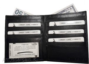 Men's Genuine Leather Bifold Wallet Slim Hipster Black Cowhide Credit Card case