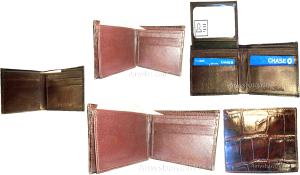 lot of 5 crocodile skin printed leather man's bifold wallet id 2 bill slots new