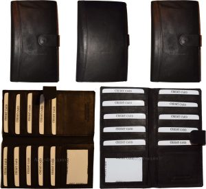 lot of 5 leather checkbook cover black credit card id wallet 19 cards brand new
