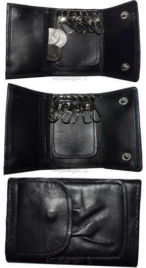 new leather key chain; zip coin case key ring new key chain for men and women