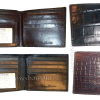 2 New Crocodile Skin Printed Leather man's bi fold wallet 2 bill slots 6 card ID