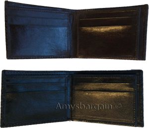 2 New Man's Bi fold Leather Wallet 12 Credit Cards 2 IDs 2 Suede lined Billfolds - Image 10