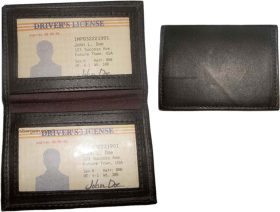 2 New Slim Leather Credit Card, ID card. picture Holder, 2 transparent windows