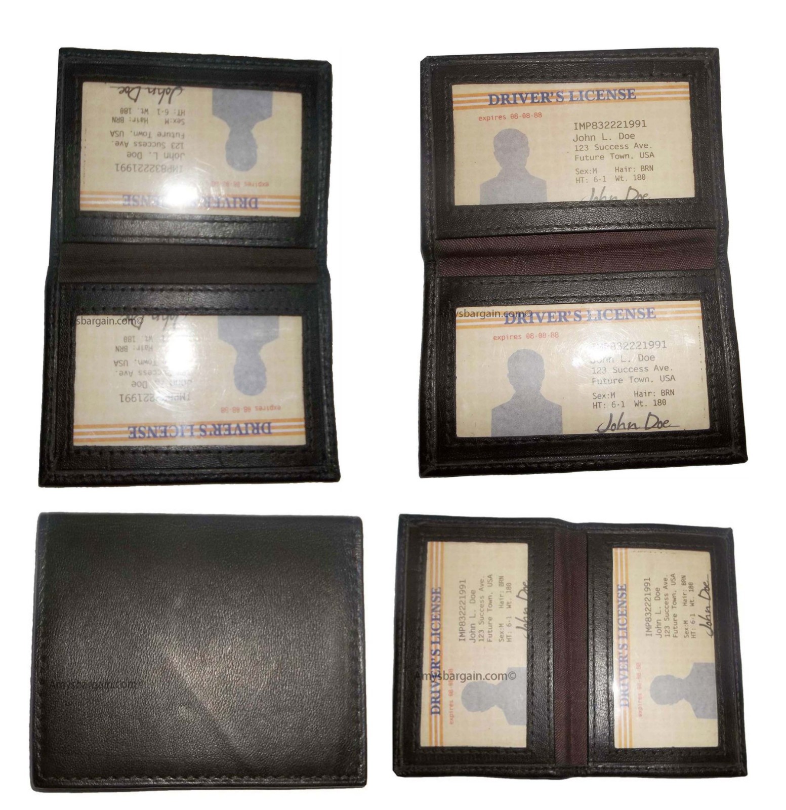 2 New Slim Leather Credit Card, ID card. picture Holder, 2 transparent windows - Image 12