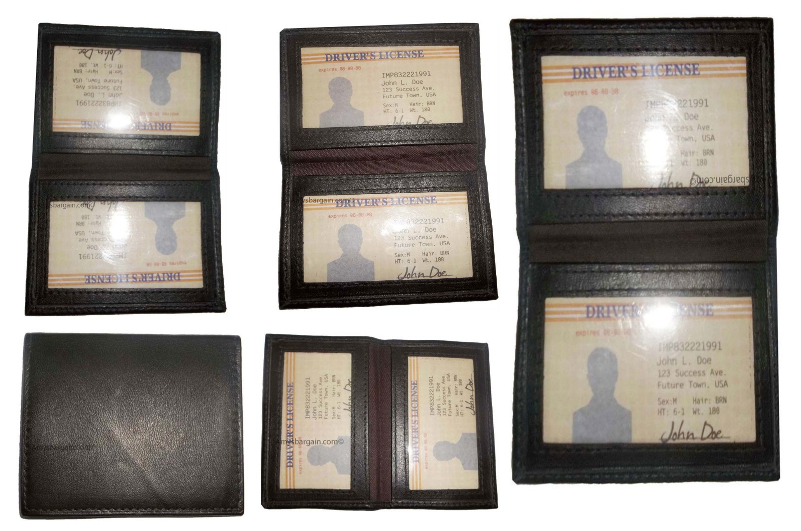 2 New Slim Leather Credit Card, ID card. picture Holder, 2 transparent windows - Image 9