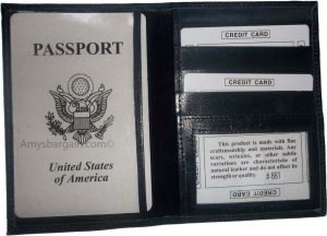 4 New USA Leather passport case, wallet credit ATM card case ID holder Navy Blue - Image 3