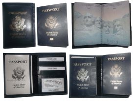 4 New USA Leather passport case, wallet credit ATM card case ID holder Navy Blue