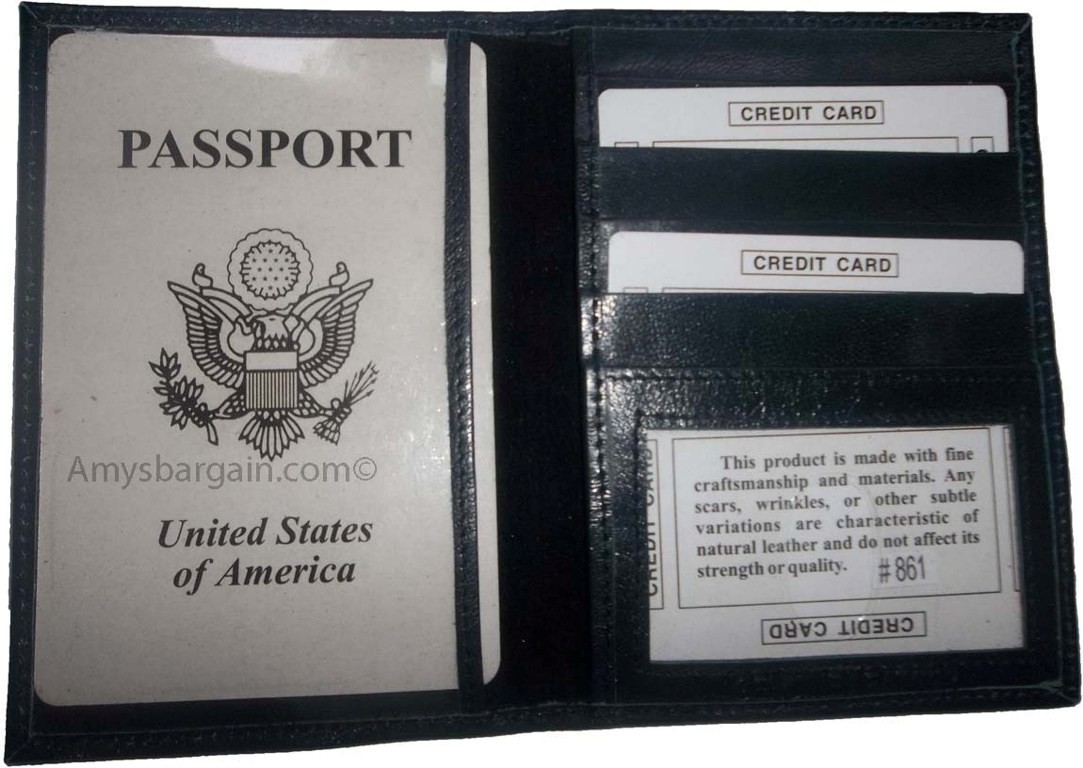 4 New USA Leather passport case, wallet credit ATM card case ID holder Navy Blue - Image 4