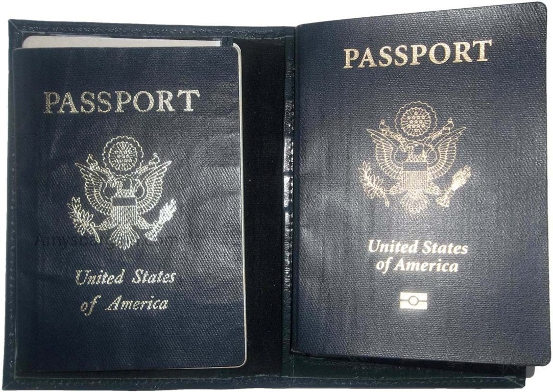 4 New USA Leather passport case, wallet credit ATM card case ID holder Navy Blue - Image 5