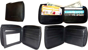 4 New Zip around Leather Wallets 12 Credit ATM Card ID Holder 2 Bifold brand new