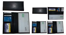 6 Women/Man's Leather Checkbook Wallet 4 bill pockets 1 zip pocket 7 card ID new