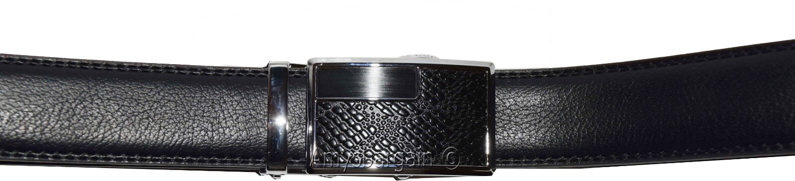 Genuine leather men's ratchet belt men’s casual adjustable automatic buckle 50”/ - Image 12