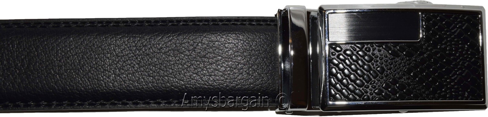 Genuine leather men's ratchet belt men’s casual adjustable automatic buckle 50”/ - Image 6