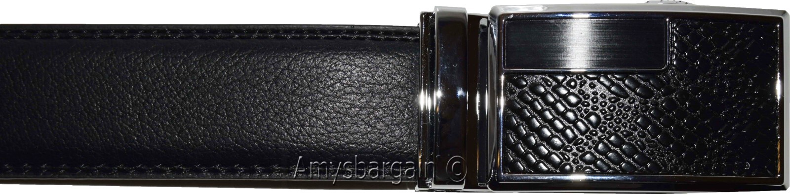 Genuine leather men's ratchet belt men’s casual adjustable automatic buckle 50”/ - Image 8