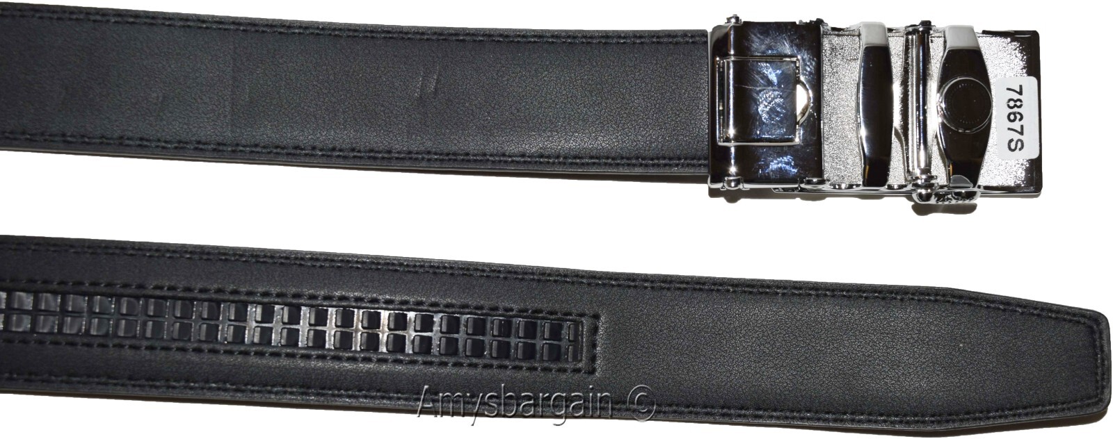 Genuine leather men's ratchet belt men’s casual adjustable automatic buckle 50”/ - Image 9