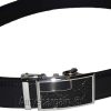 Genuine leather men's ratchet belt men’s casual adjustable automatic buckle 50”/