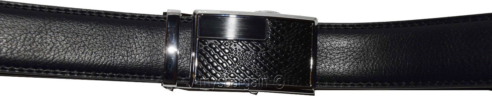 Genuine leather men's ratchet belt men’s casual adjustable automatic buckle 50”/ - Image 10