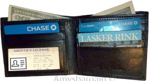 Italian Styled Woven Printed Leather man's bi fold wallet 2 bill slots 8 card ID - Image 7