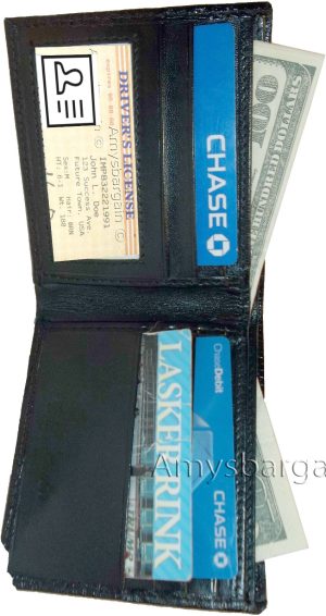 Italian Styled Woven Printed Leather man's bi fold wallet 2 bill slots 8 card ID - Image 8