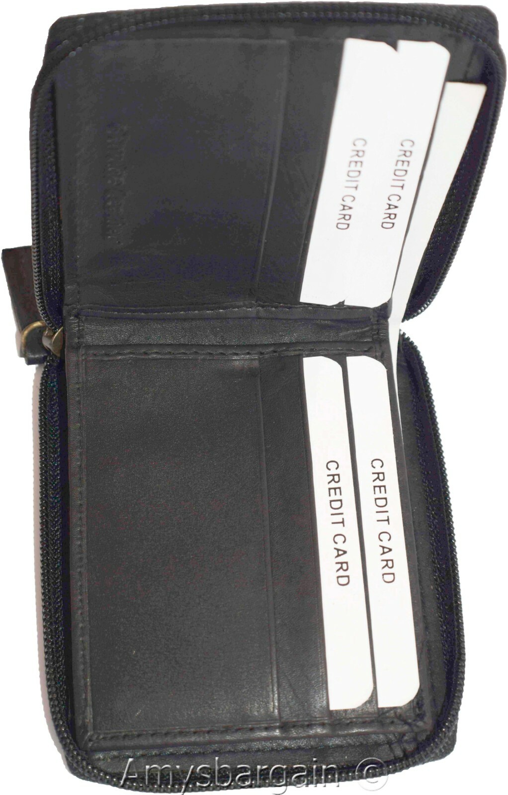 Leather RFID wallet, Men's zip around leather 2 billfolds 12 cards BR New in Box - Image 5