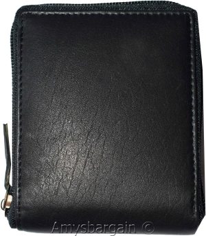 Leather RFID wallet, Men's zip around leather 2 billfolds 12 cards BR New in Box - Image 7
