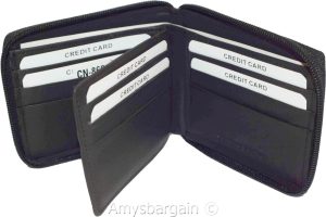 Leather RFID wallet, Men's zip around leather 2 billfolds 12 cards BR New in Box - Image 8