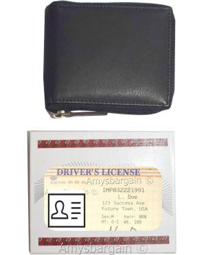 Leather RFID wallet, Men's zip around leather 2 billfolds 12 cards BR New in Box - Image 10