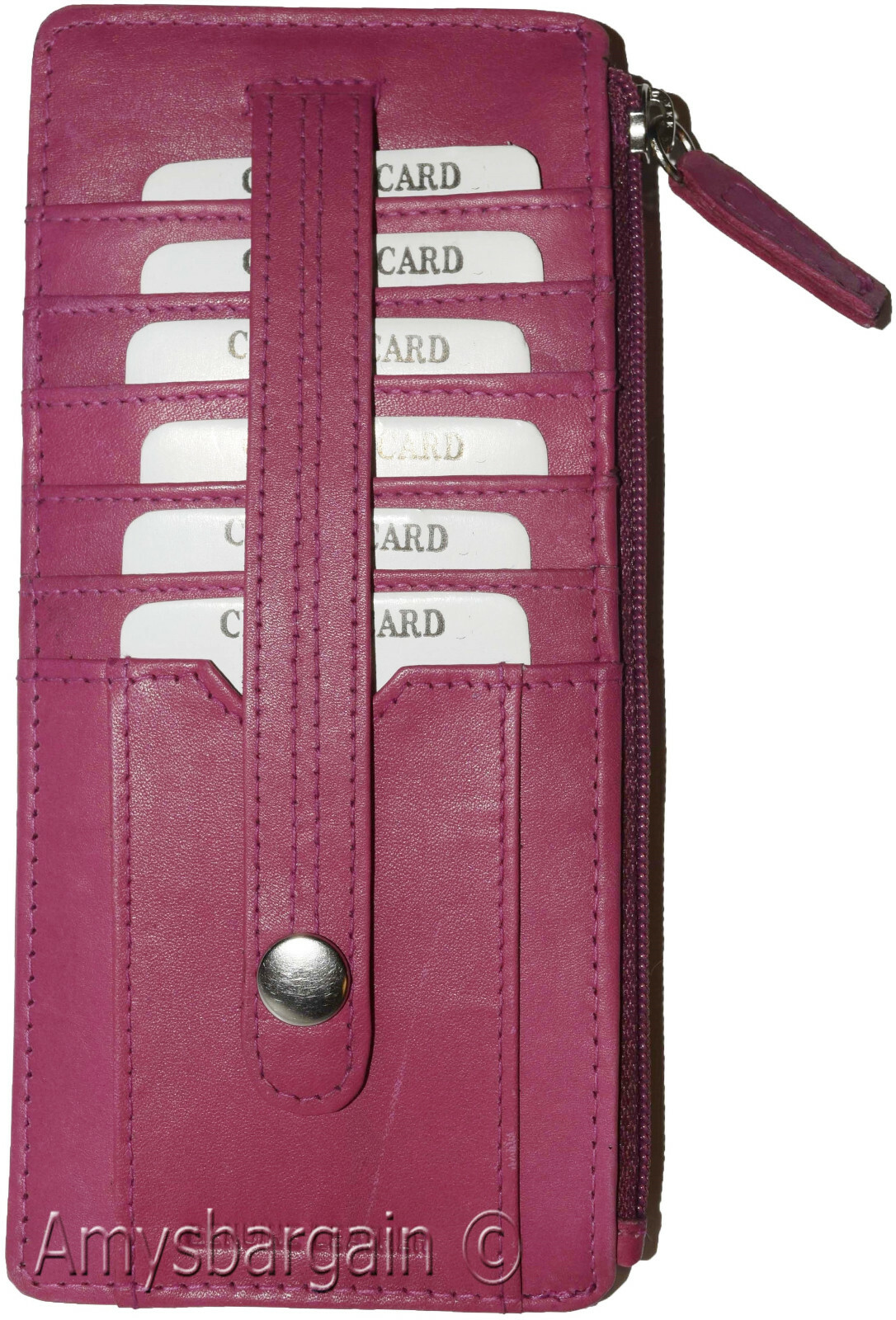 Leather Slim Multiple card organizer Credit card bill ID wallet Zip change purse - Image 10