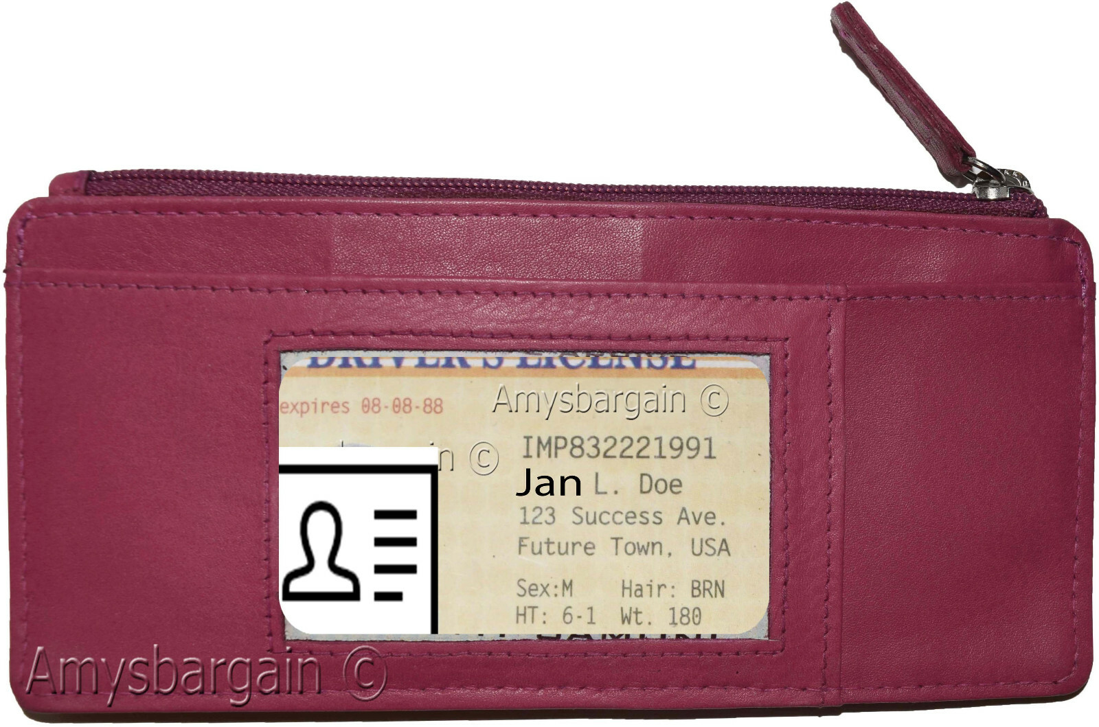 Leather Slim Multiple card organizer Credit card bill ID wallet Zip change purse - Image 4