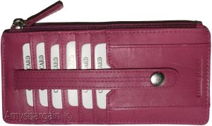 Leather Slim Multiple card organizer Credit card bill ID wallet Zip change purse - Image 6