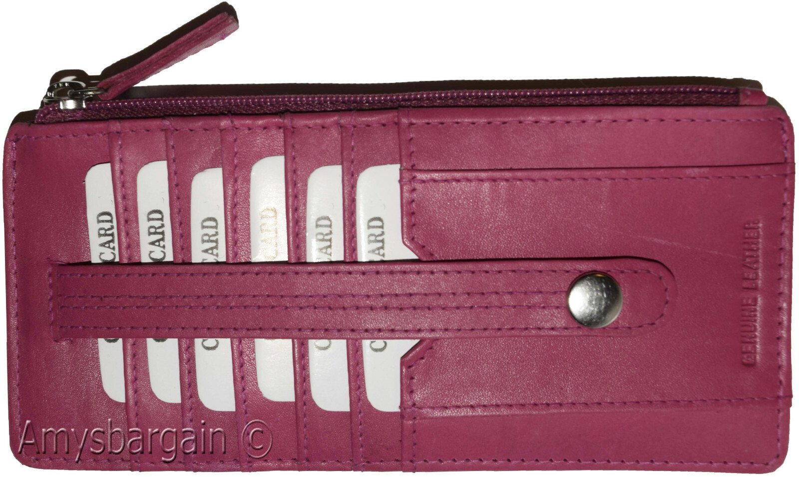 Leather Slim Multiple card organizer Credit card bill ID wallet Zip change purse - Image 6