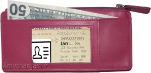 Leather Slim Multiple card organizer Credit card bill ID wallet Zip change purse - Image 7