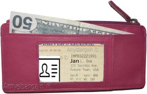 Leather Slim Multiple card organizer Credit card bill ID wallet Zip change purse - Image 8